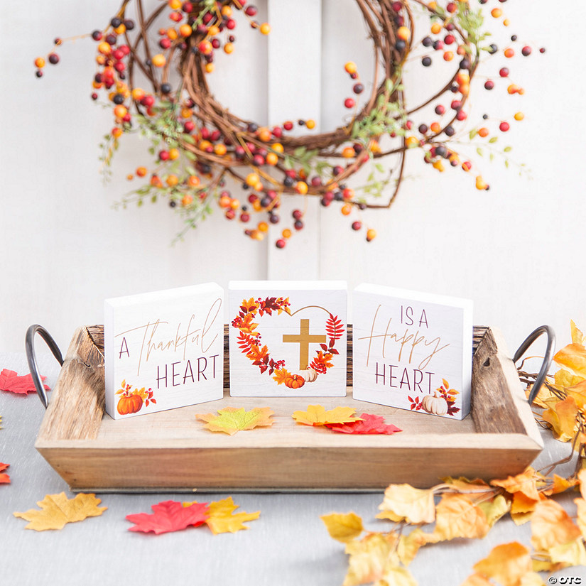 A Thankful Heart Religious Tabletop Decorations 3 Pc. Oriental Trading