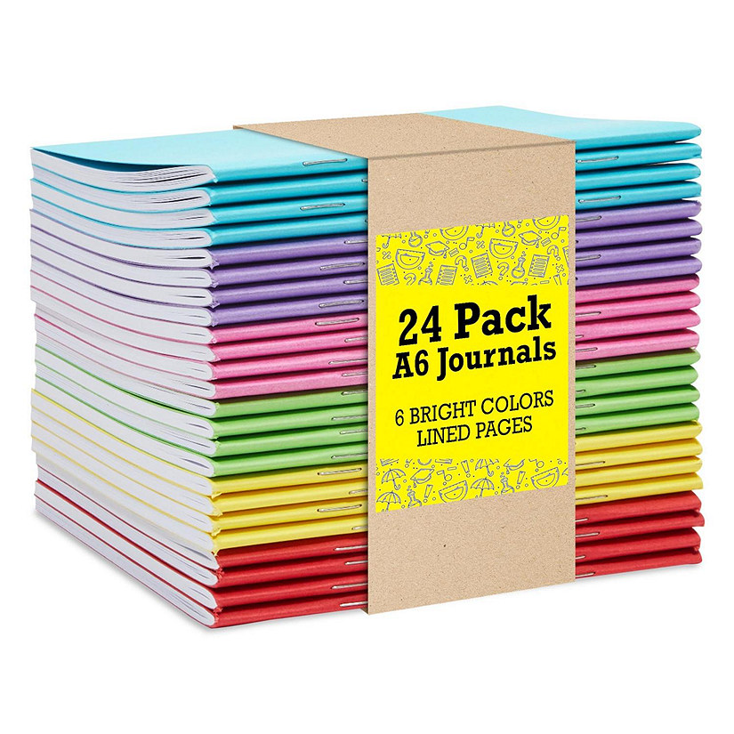A6 Lined Journals 24 Pack - Mini Notebooks for Writing, Note Taking, or Sketching - Small Journal Bulk Set for Students Image