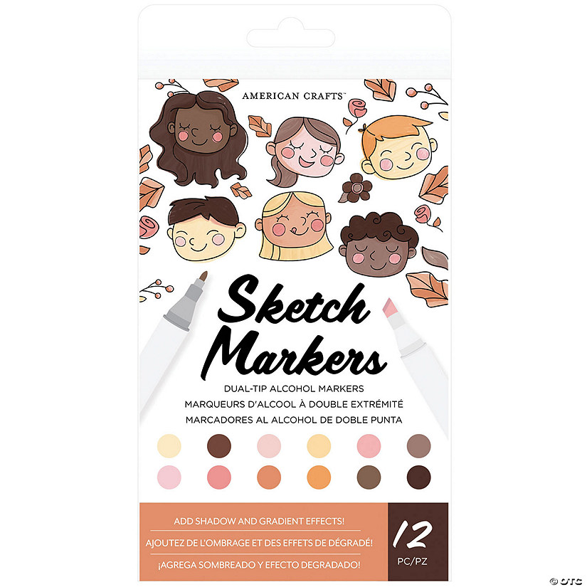 AC Sketch Markers Dual-Tip Alcohol Makers - Skin Tone, 12 Pack Image