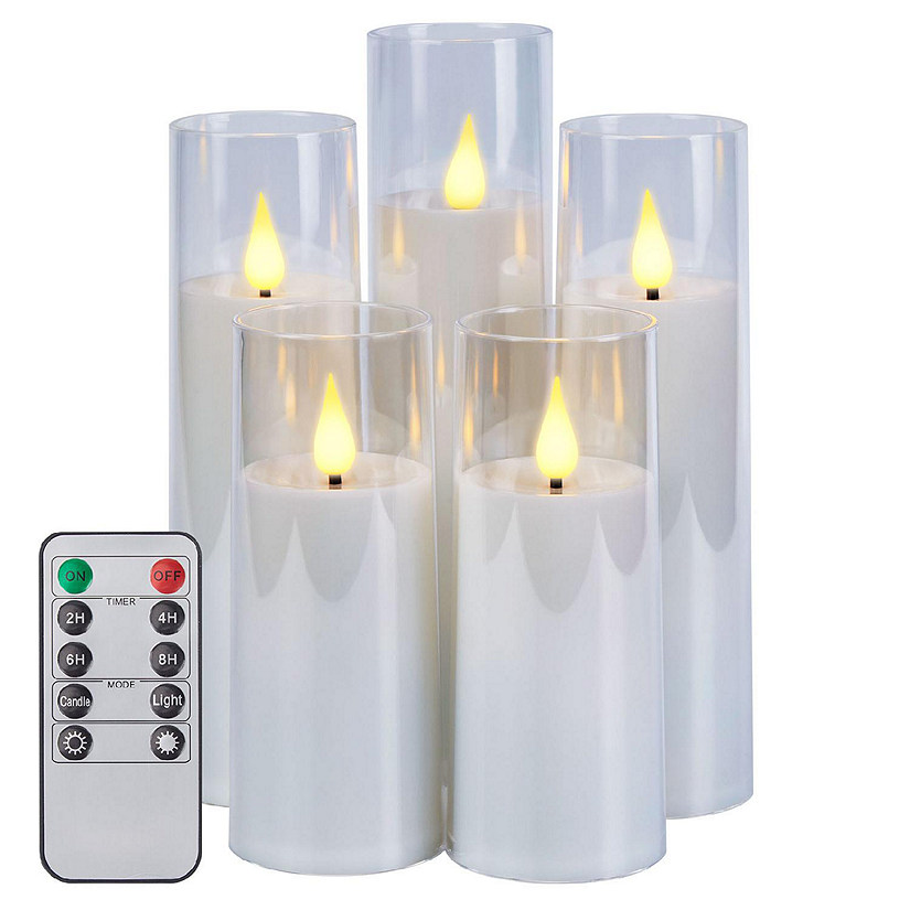 Acrylic Shell Pillar Flameless Candles White Image