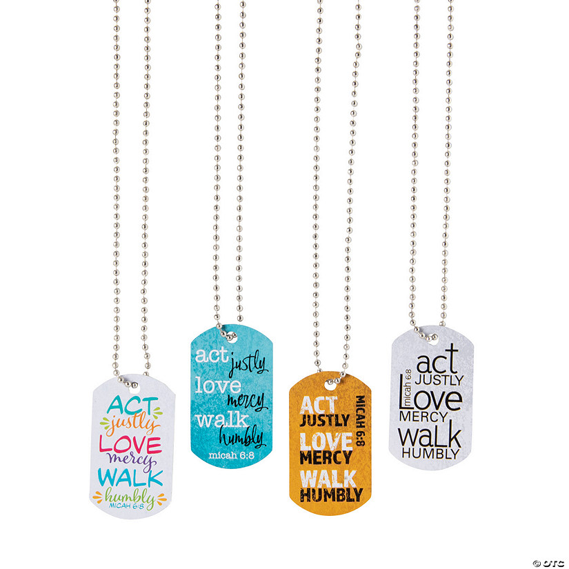 Act Justly Dog Tag Necklaces - 12 Pc. Image