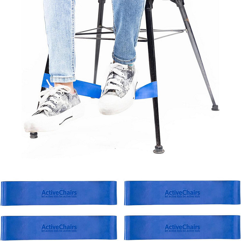 Active Chairs Kick-It Chair Bands for Kids, Flexible Seating for Fidgety Feet, Essential Classroom Supplies, Blue, 4-Pack Image