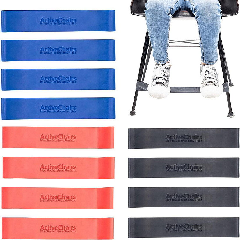 Active Chairs Kick-It Chair Bands for Kids, Flexible Seating for Fidgety Feet, Essential Classroom Supplies, Multi-Color, 12-Pack Image