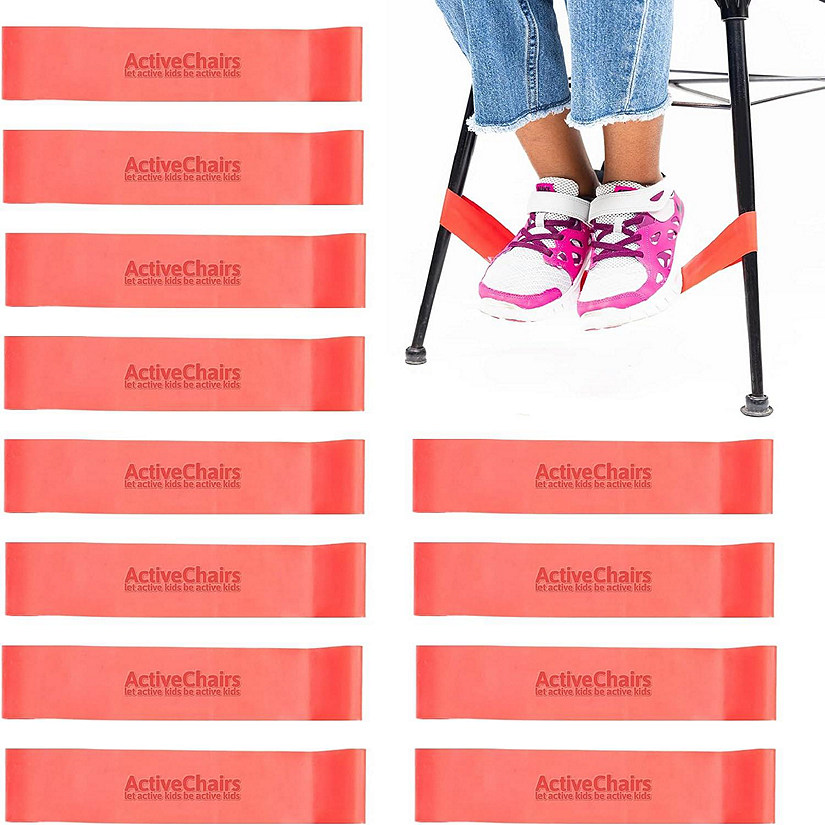 Active Chairs Kick-It Chair Bands for Kids, Flexible Seating for Fidgety Feet, Essential Classroom Supplies, Red, 12-Pack Image