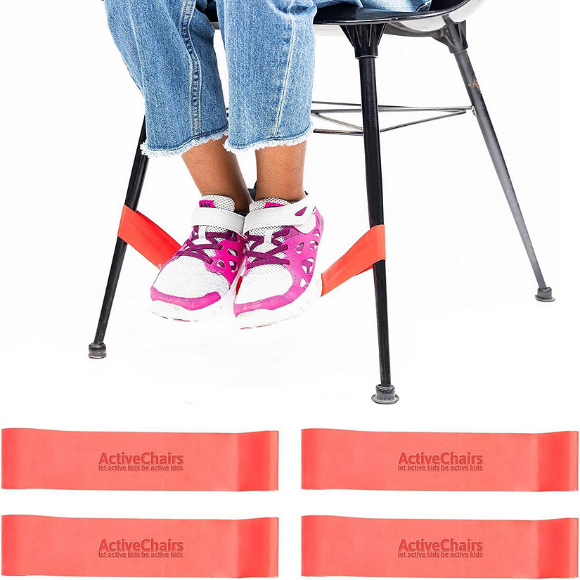 Active Chairs Kick-It Chair Bands for Kids, Flexible Seating for Fidgety Feet, Essential Classroom Supplies, Red, 4-Pack Image