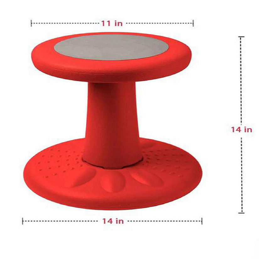 Active Chairs Wobble Stool for Kids, Flexible Seating Improves Focus and Helps ADD/ADHD, 14-Inch Preschool Chair, Ages 3-7, Red Image