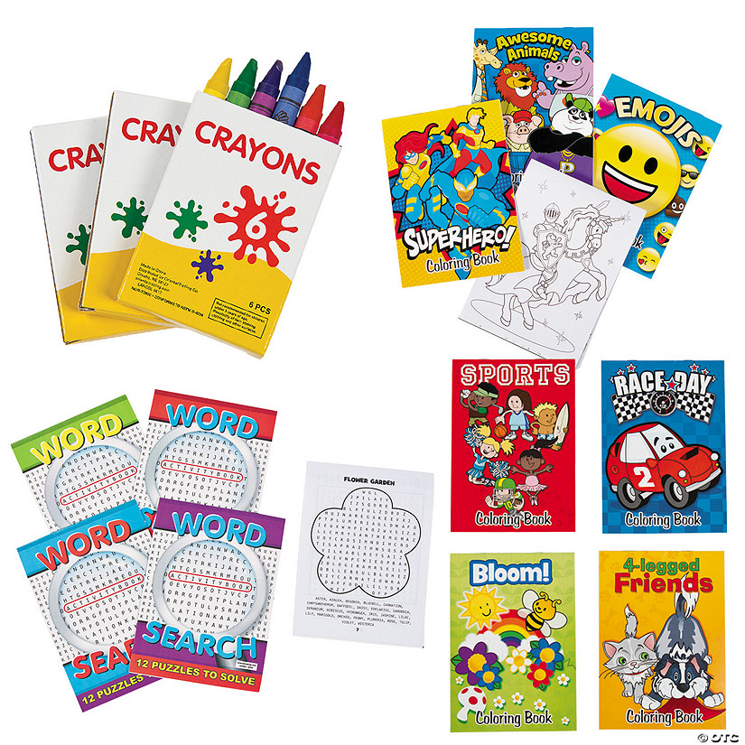 Activity Book Assortment with Crayons 216 Pc.