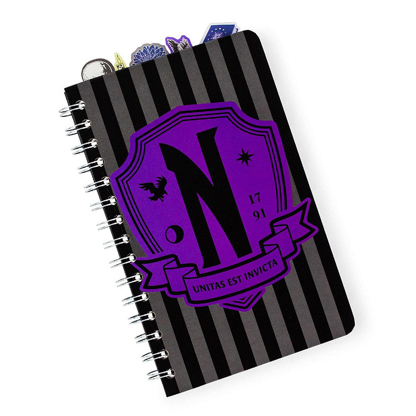 Addams Family Wednesday Nevermore Academy 5-Tab Spiral Notebook With 75 Sheets Image