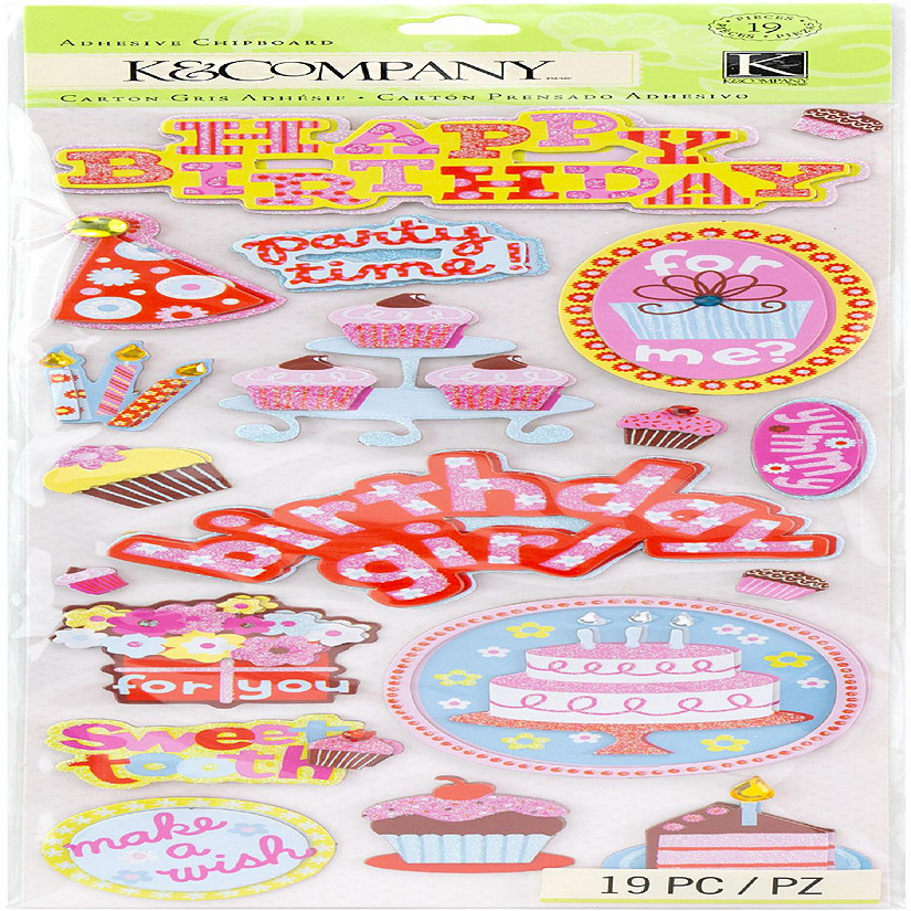 Adhesive Chipboard-Sweetie Birthday Image