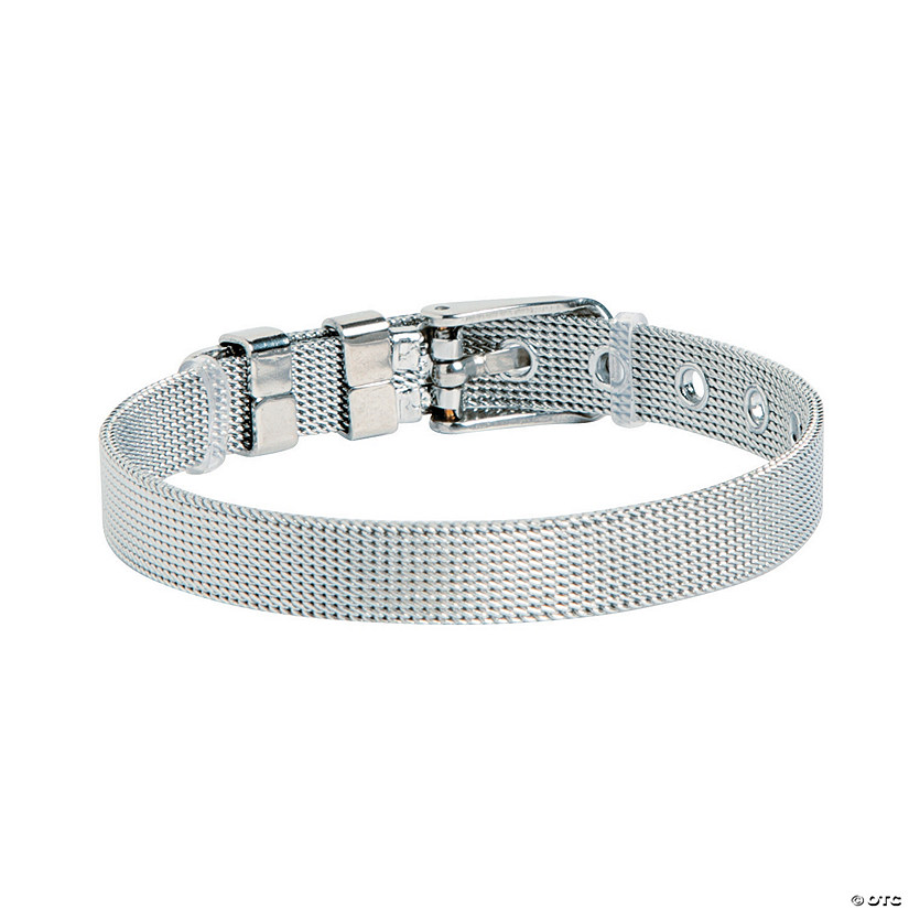 Adjustable Silvertone Mesh Bracelets for Small Slide Charms - Discontinued