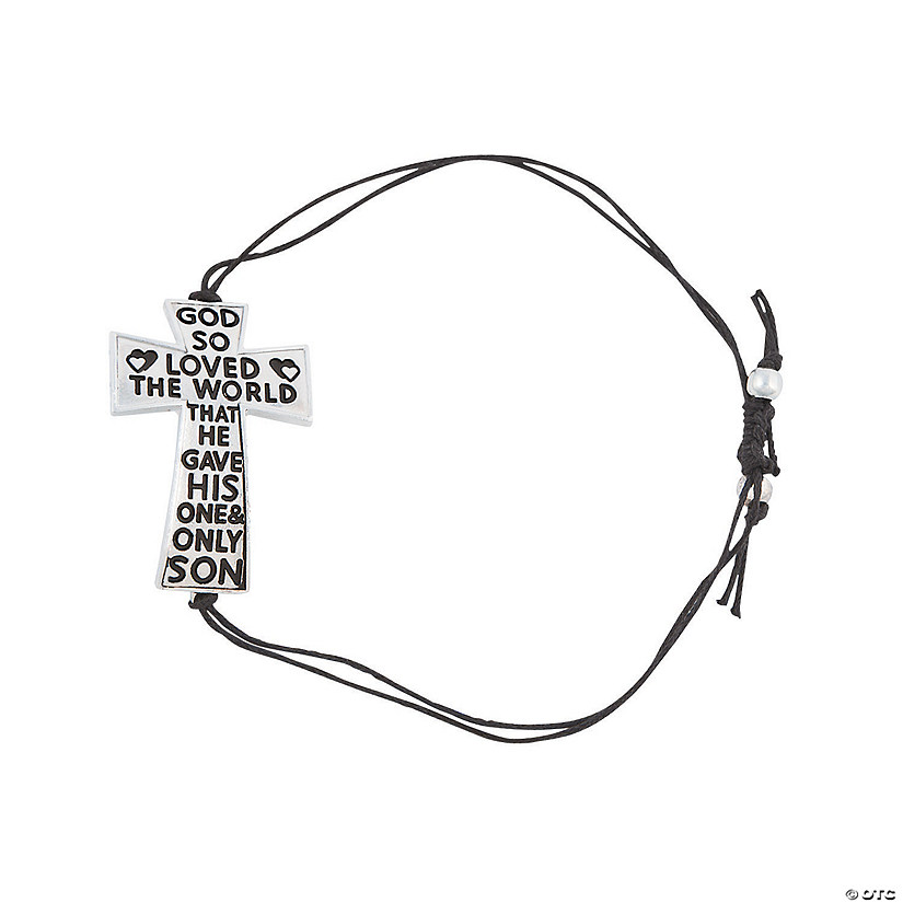 Adjustable Word Cross Bracelets - 12 Pc. Image