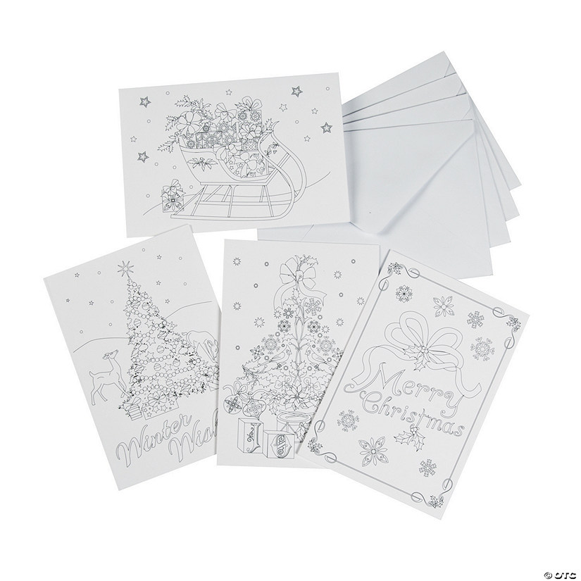 Adult Coloring Christmas Cards - 12 Pc. Image