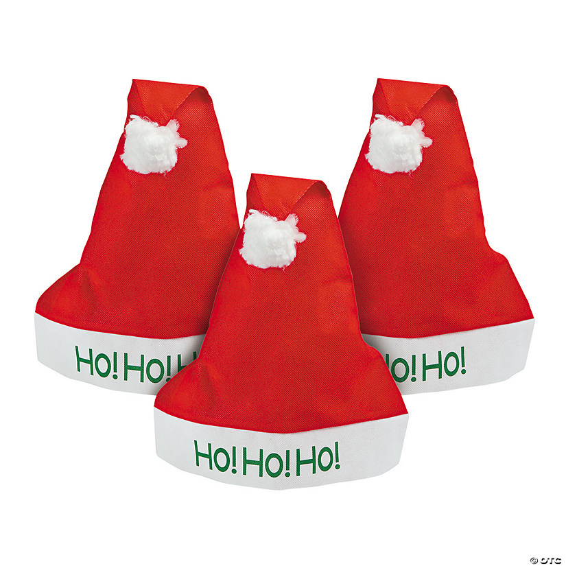 Adult &#8220;Ho! Ho! Ho!&#8221; Santa Hats - 12 Pc. Image