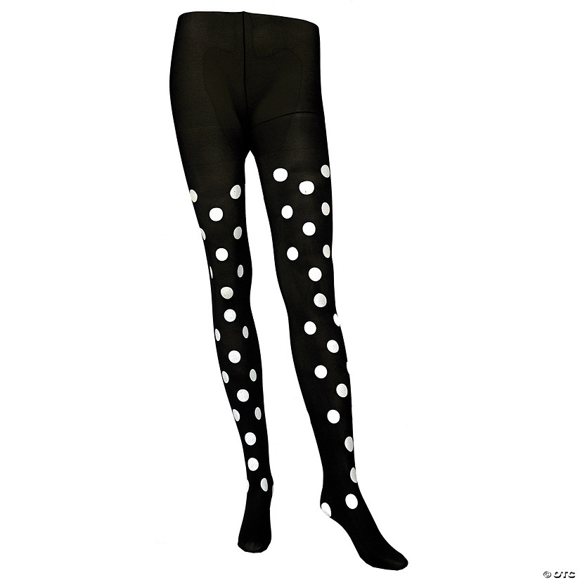 Adult Navy Tights with Silver Polka Dots Image