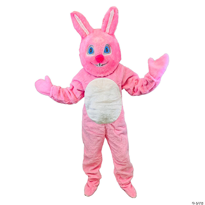 Adult Pink Easter Bunny Suit with Mascot Head Costume - Medium ...