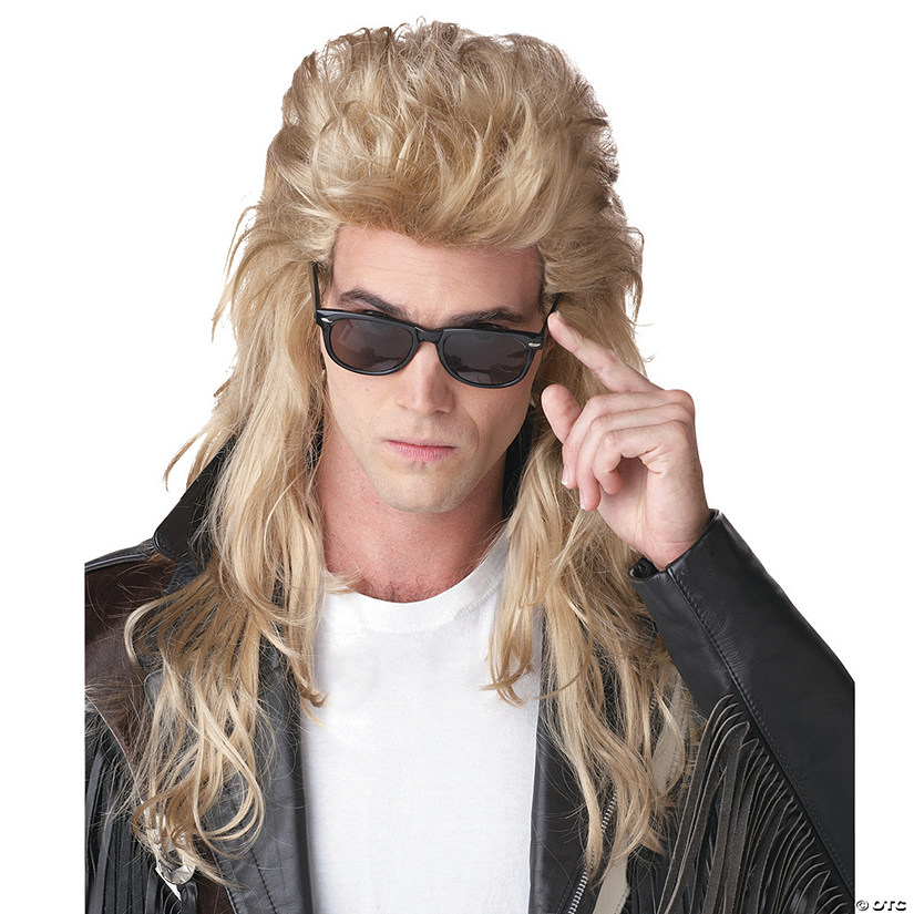 Adult&#8217;s Blonde 80s Rock Mullet Wig Image