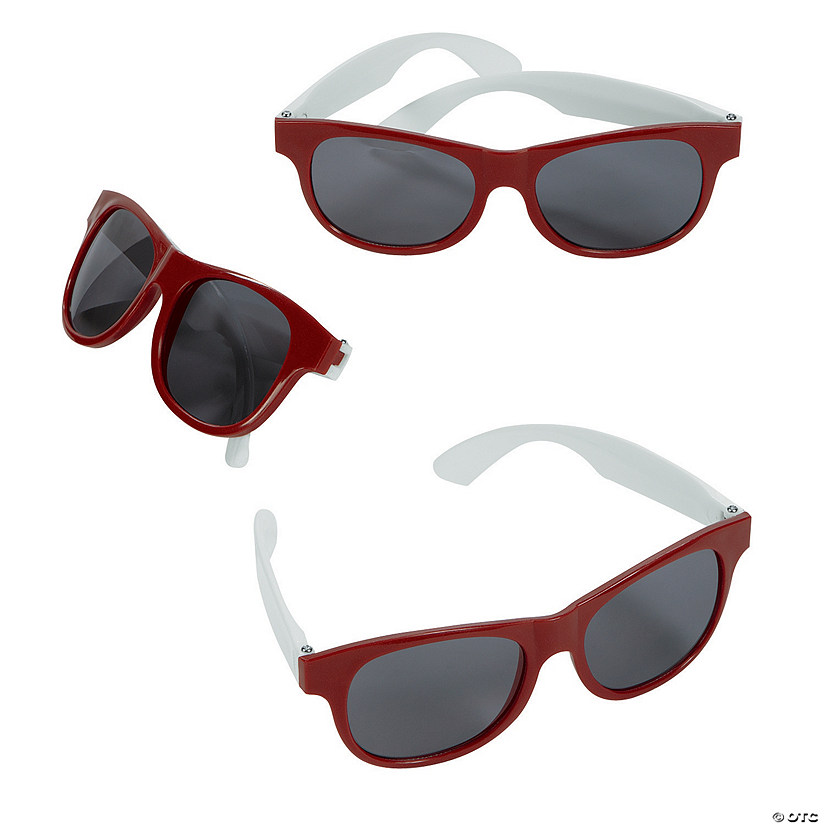 Adult&#8217;s Burgundy & White Two-Tone Sunglasses - 12 Pc. Image