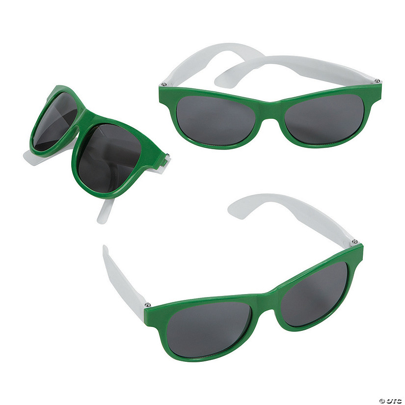 Adult&#8217;s Green & White Two-Tone Sunglasses - 12 Pc. Image