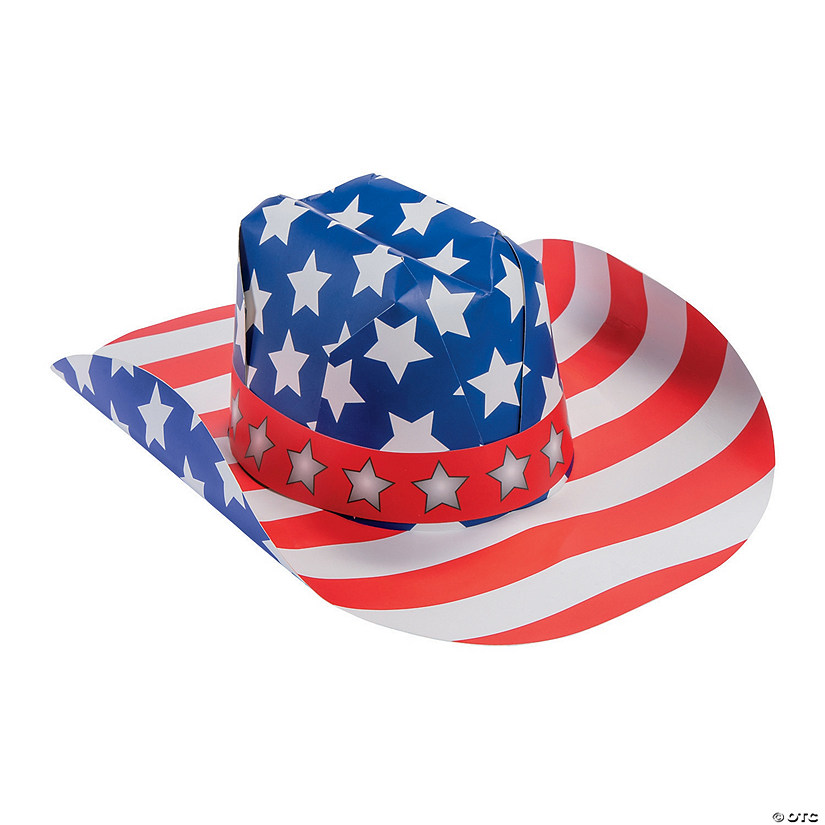 Adult&#8217;s Patriotic Cardstock Cowboy Hats - 12 Pc. Image