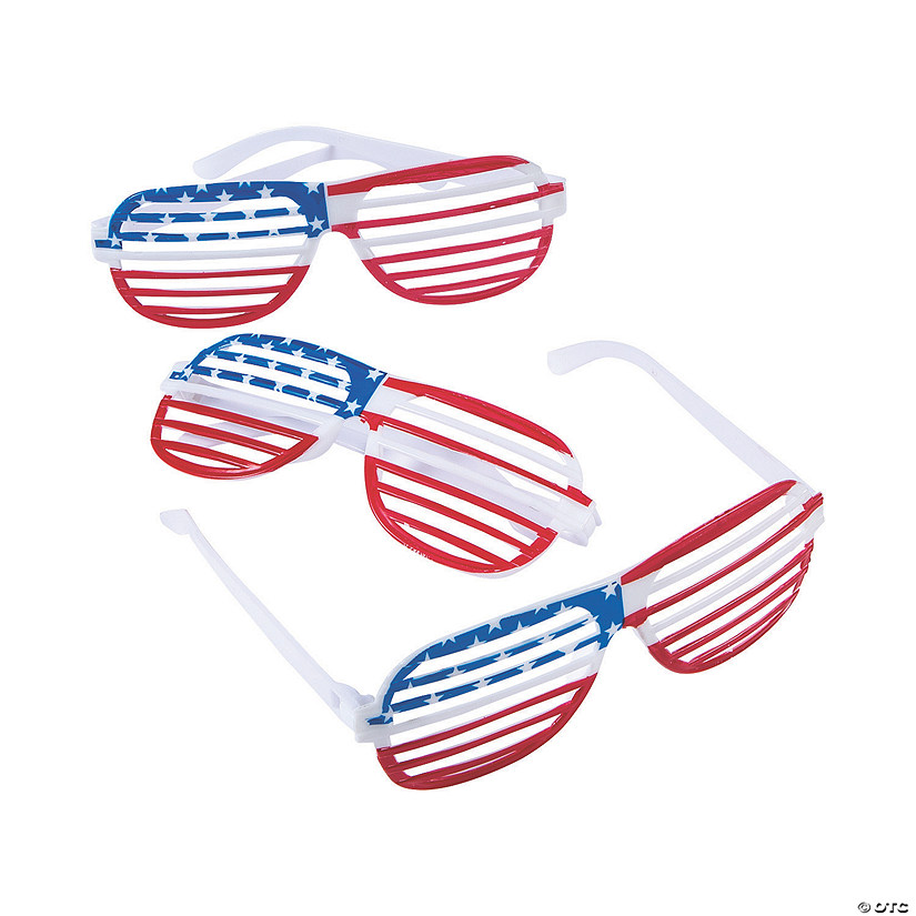 Adult&#8217;s Patriotic Flag Shutter Glasses - 12 Pc. Image