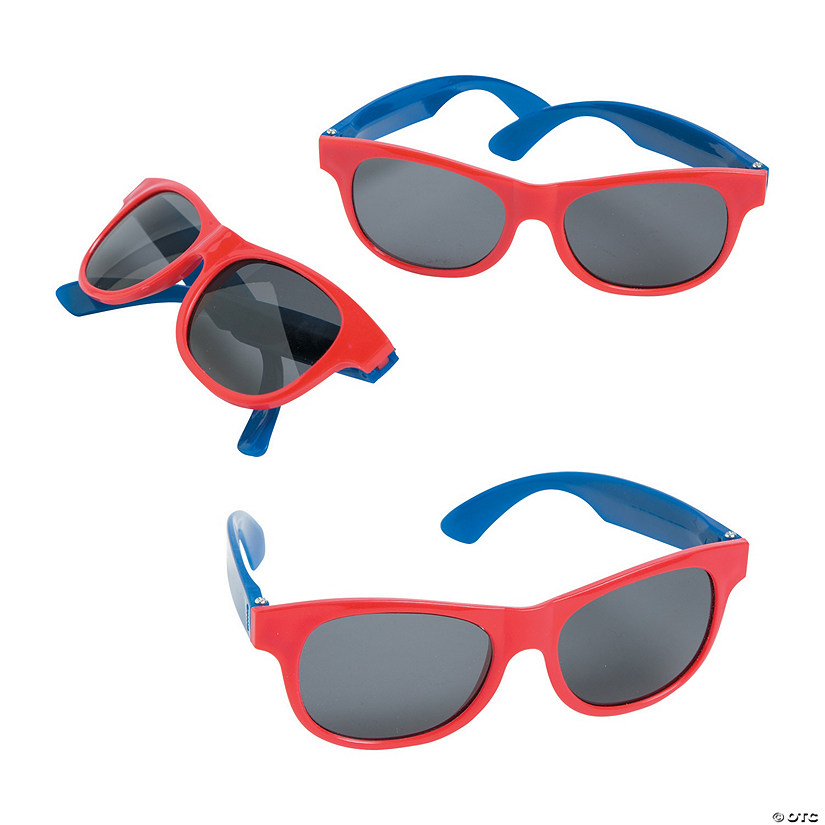 Adult&#8217;s Red & Blue Two-Tone Sunglasses - 12 Pc. Image