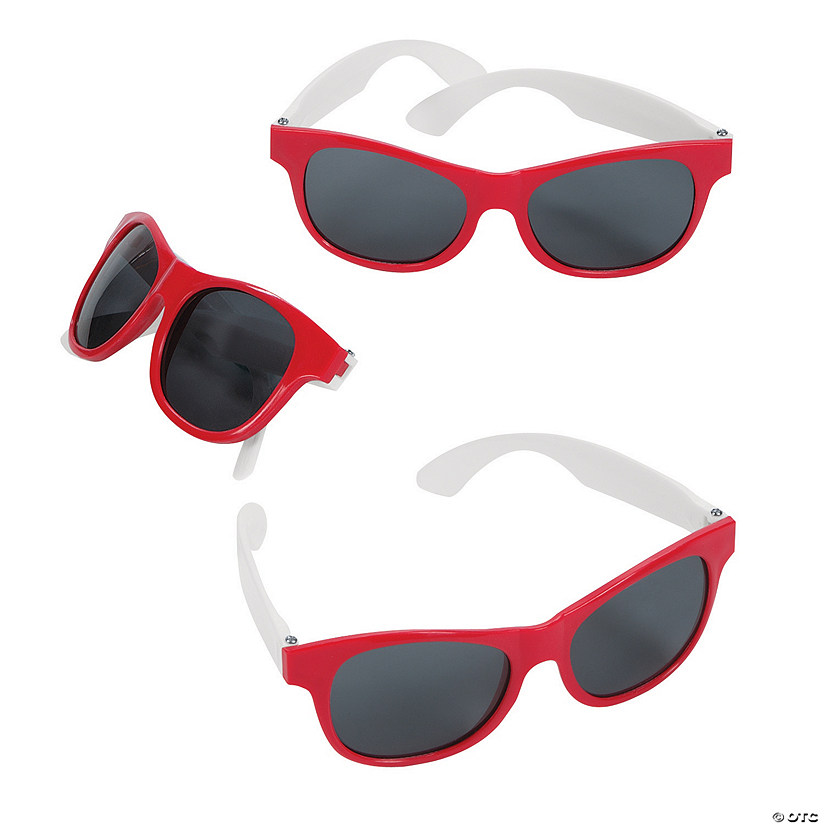 Adult&#8217;s Red & White Two-Tone Sunglasses - 12 Pc. Image