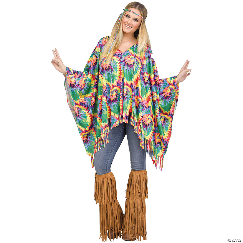 Adult Tie Dye Hippie Poncho | Oriental Trading