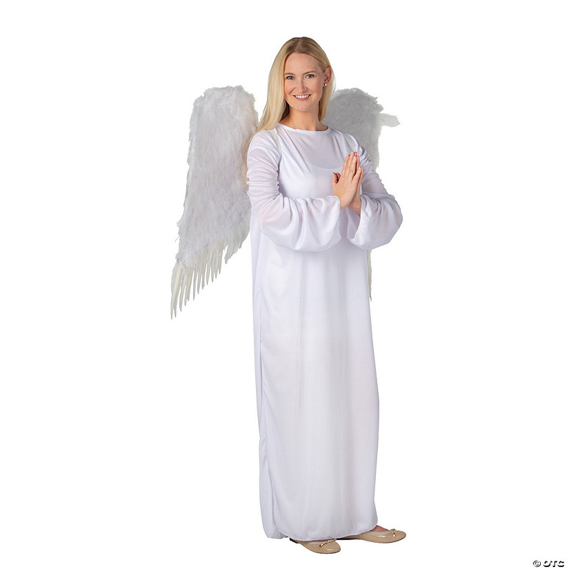 Adults Angel Gown Polyester Nativity Costume with Wings - One Size Image