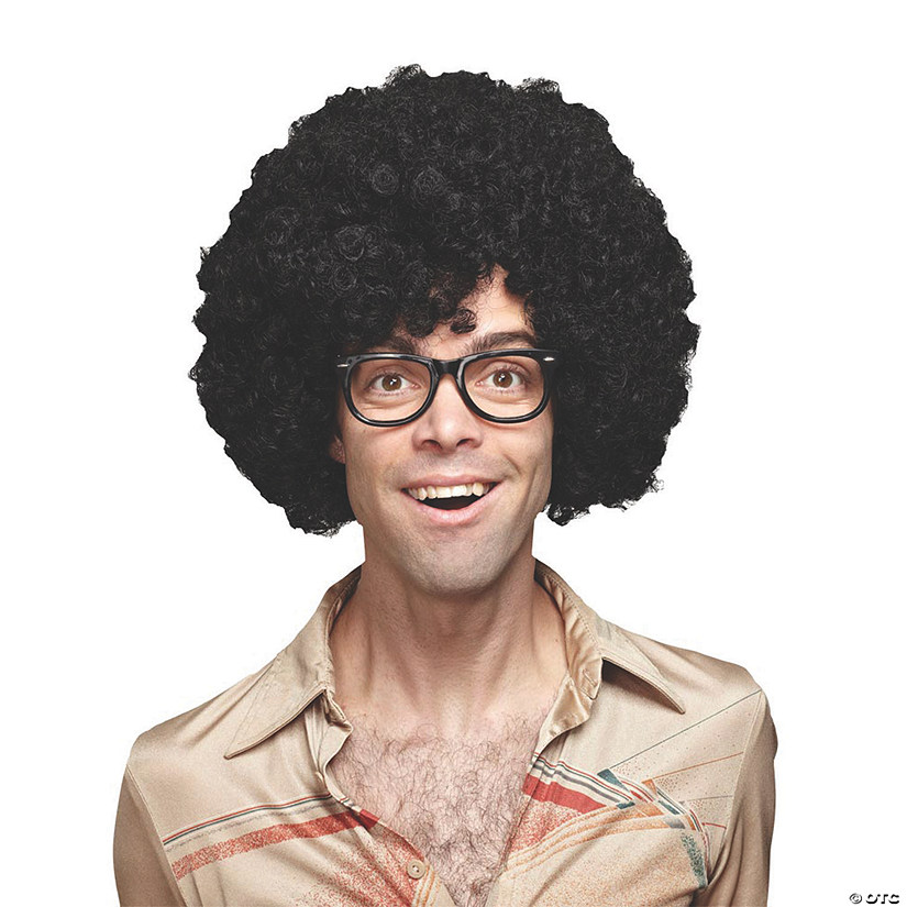 Adults Black Afro Wig Image