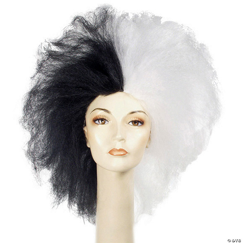 Adults Black &amp; White Extra Large Wig Image