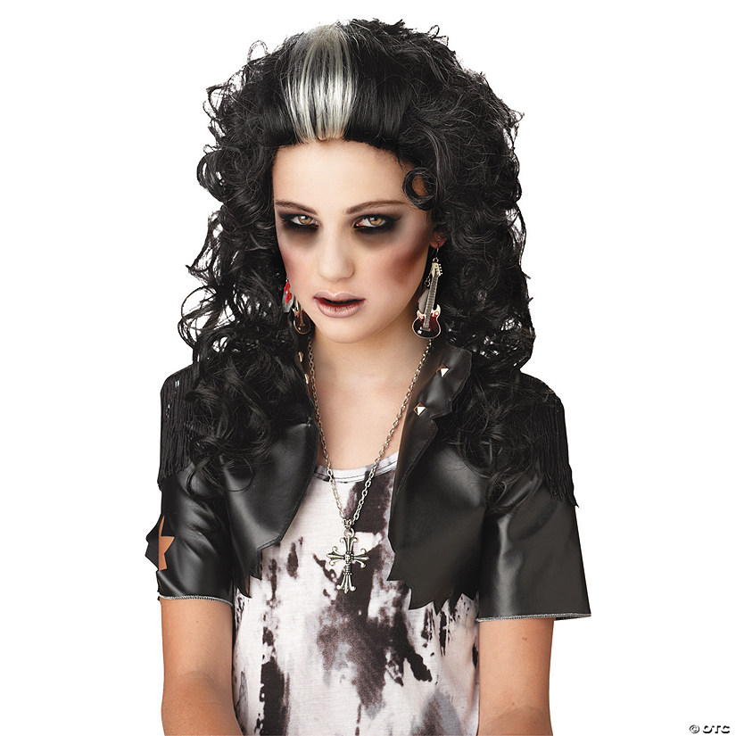 Adults Black & White Rocked Out Zombie Wig Image