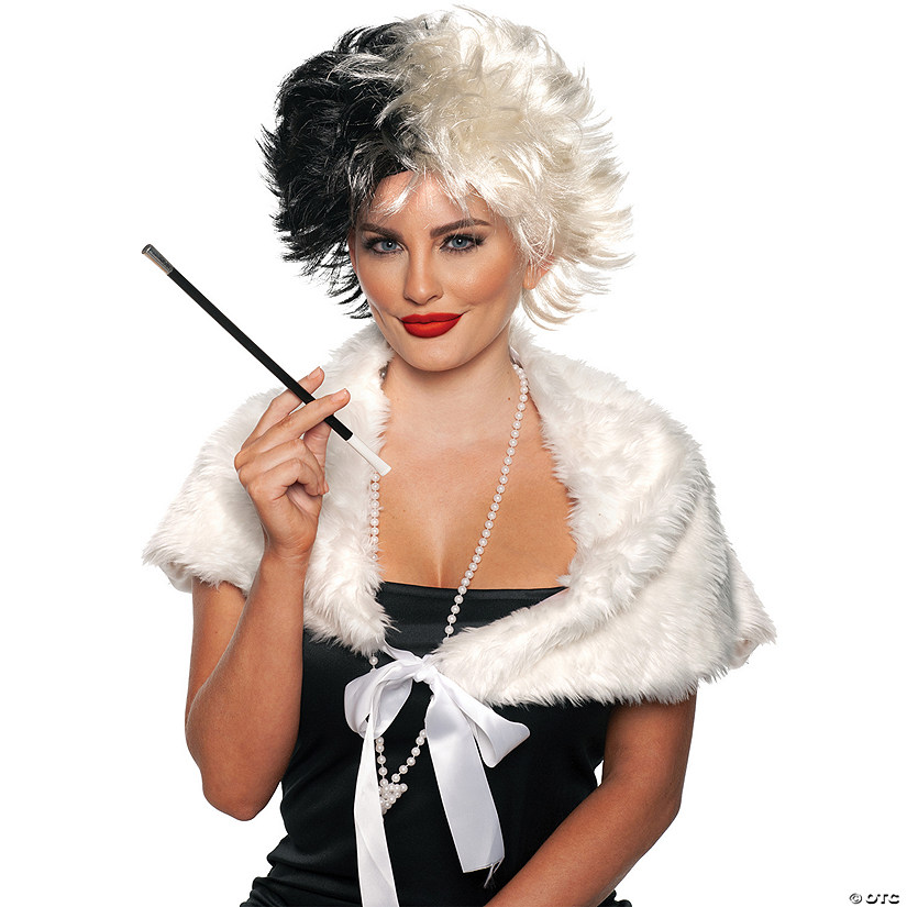 Adults Black &amp; White Short Wig Image