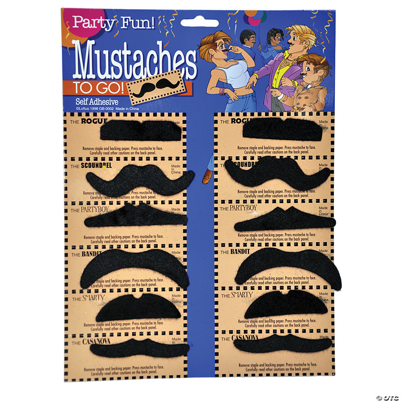Adults Black Assorted Mustaches Image