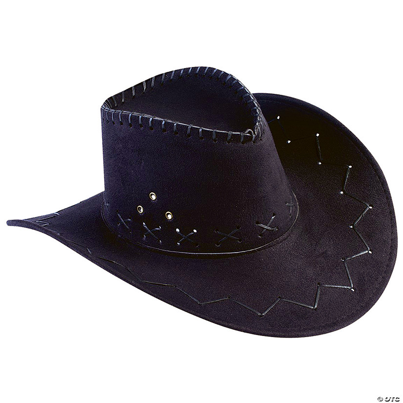 Adults Black Cowboy Hat with Stitching Image