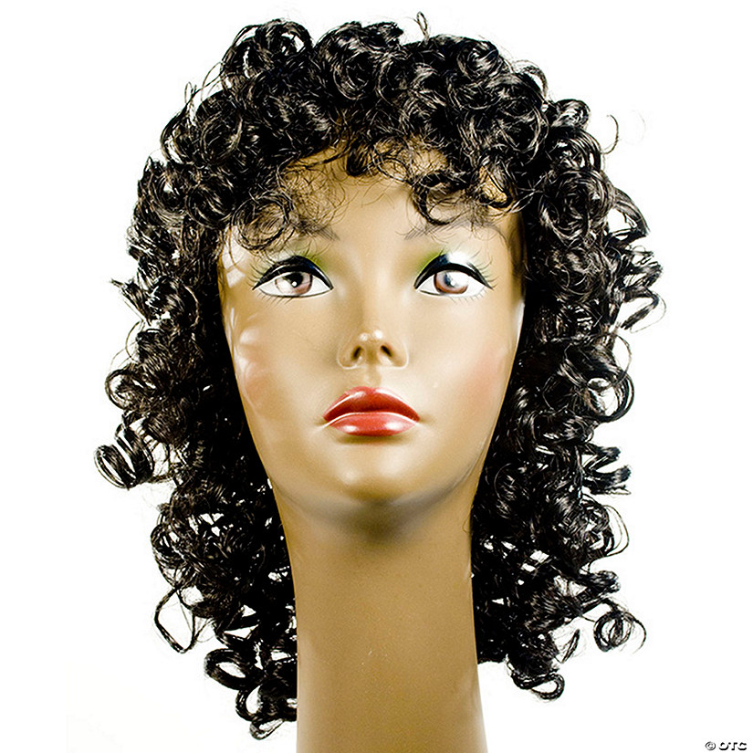 Adults Black Curly Wig Image