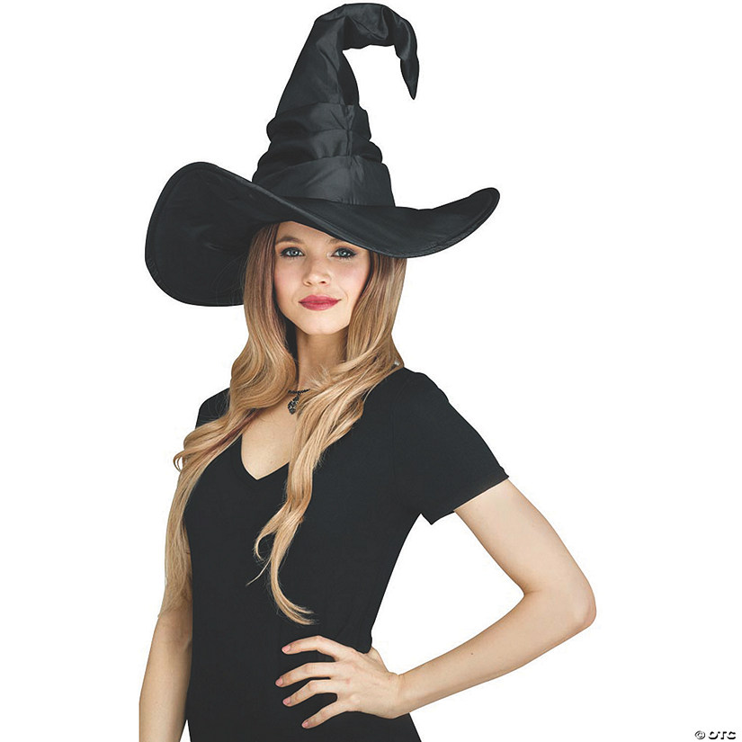 Adults Black Curved Witch Hat