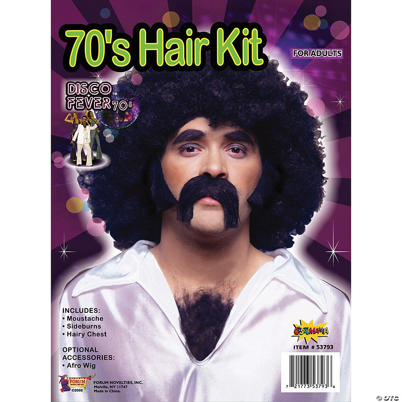 Adults Black Disco Hair Kit Image