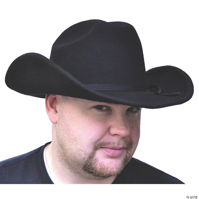 Adults Black Felt Cowboy Hat - Small Image
