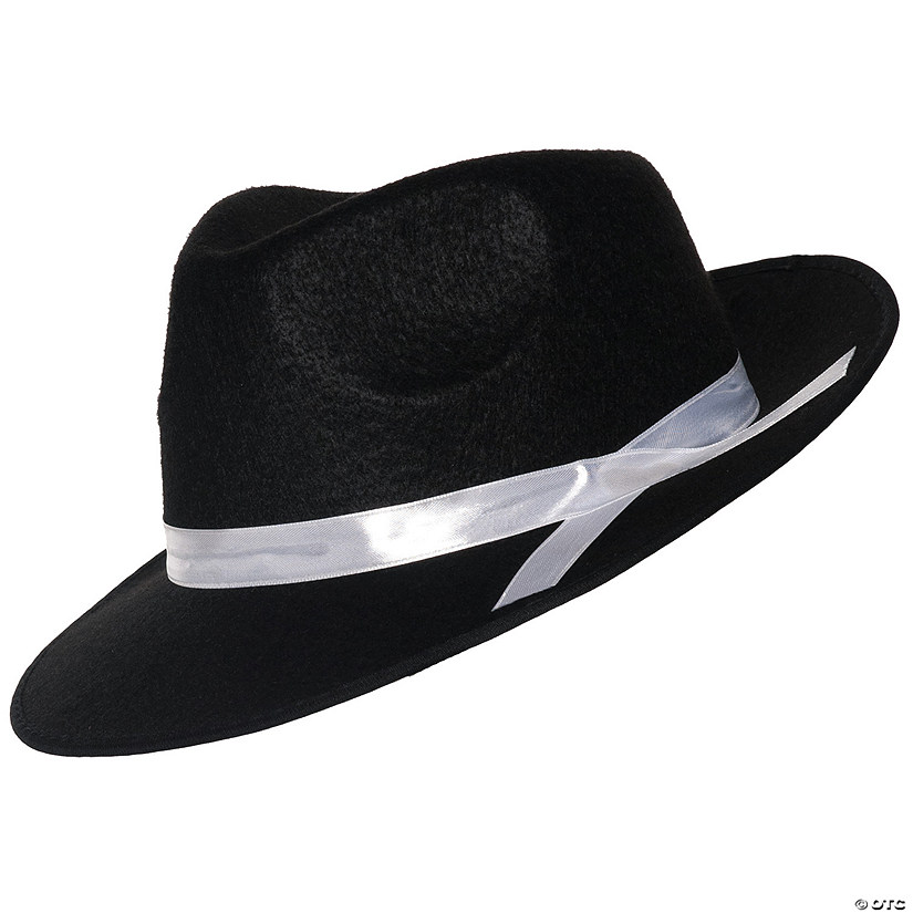 Adult's Black Gangster Hat with White Hatband | Oriental Trading
