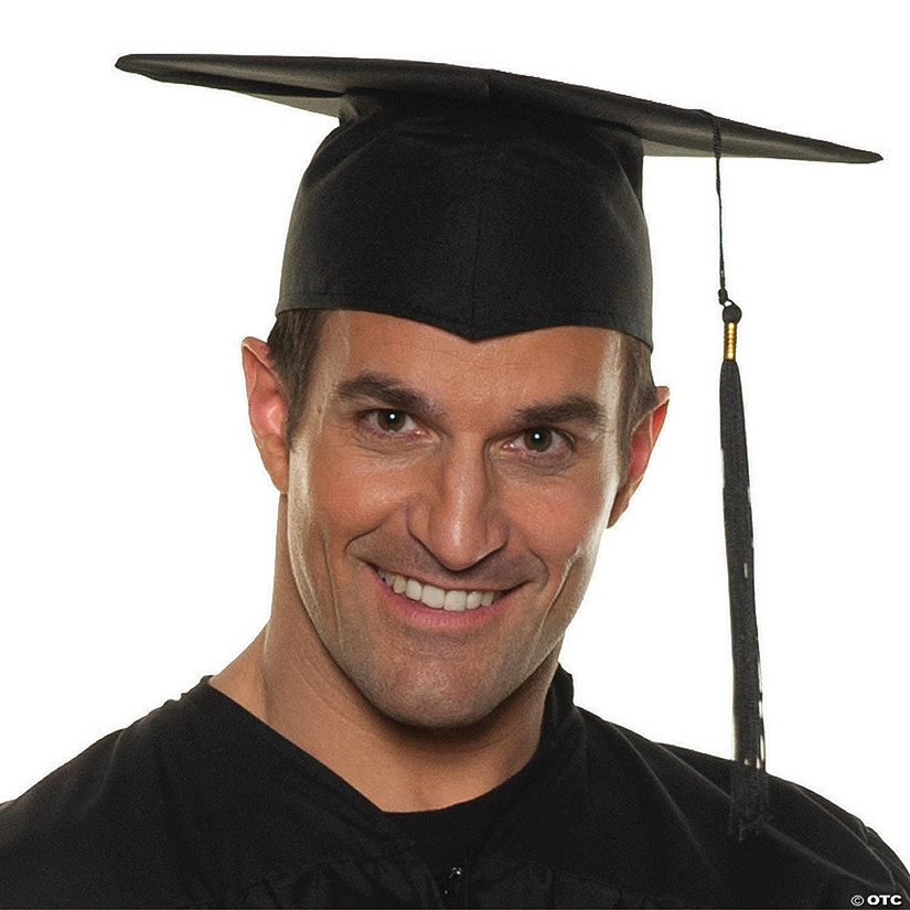 Adults Black Graduation Cap with Black Tassel Image