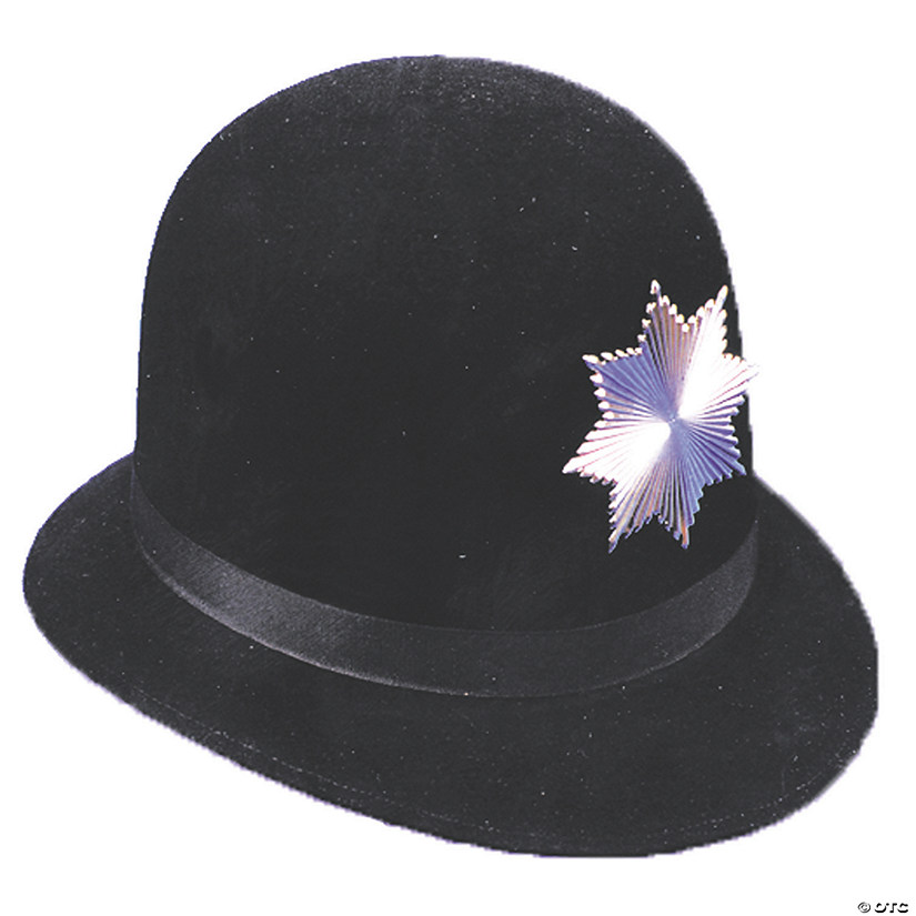 Adults Black Keystone Cop Hat with Metal Badge Image