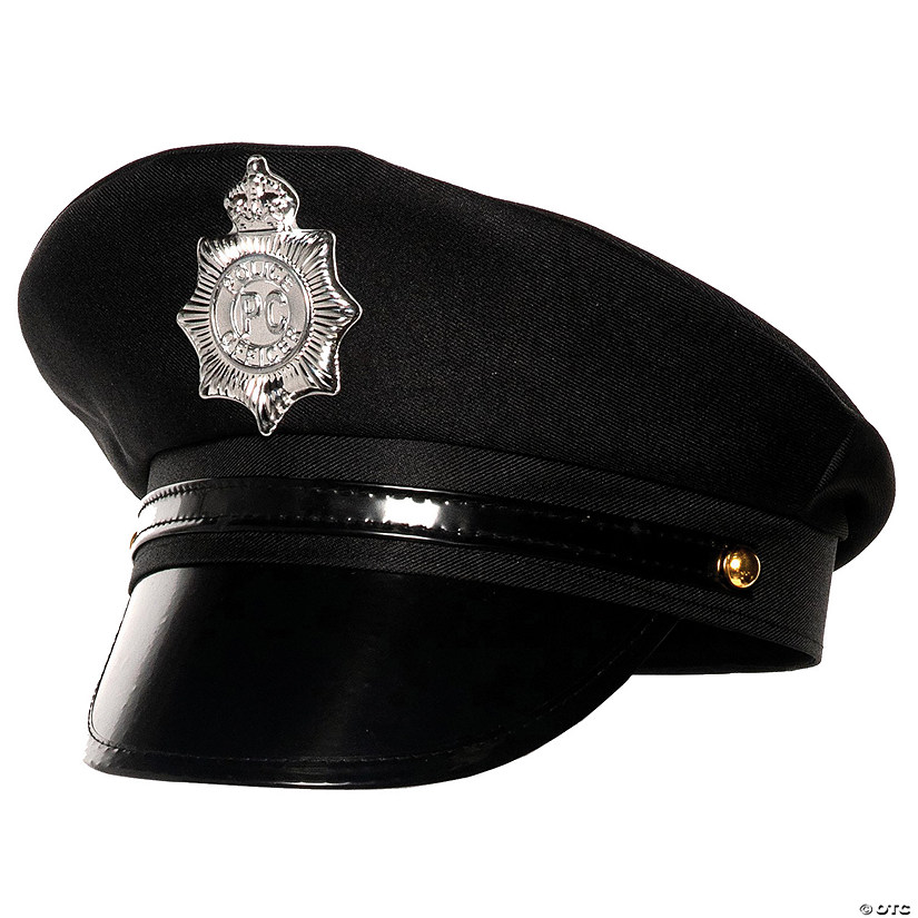 Adults Black Police Officer Hat Image