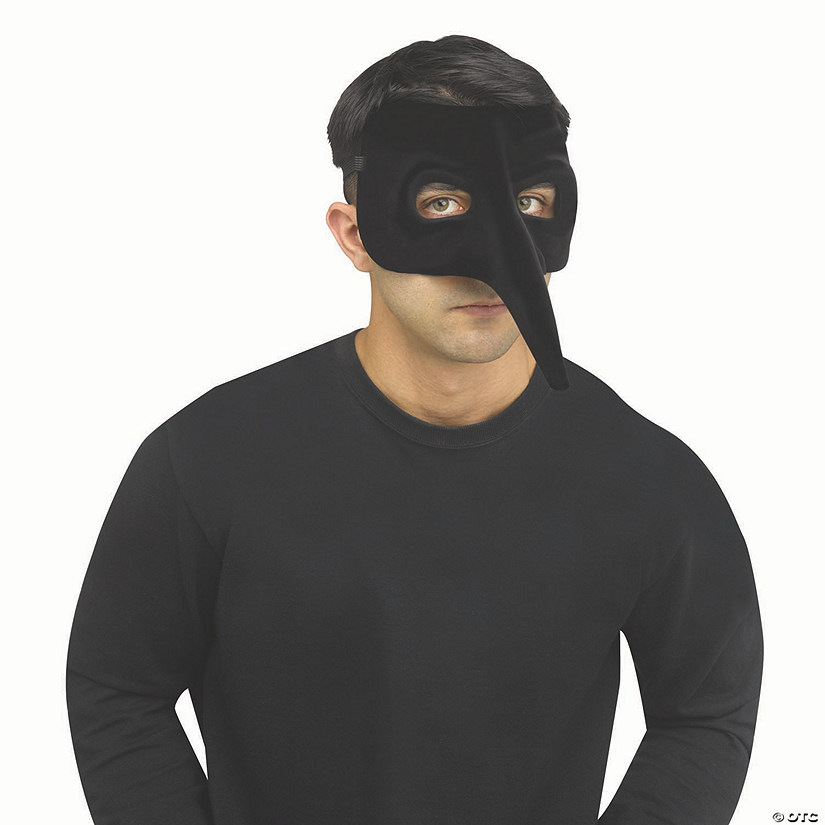 Adults Black Velvet Venetian Raven Half Mask - One Size Image