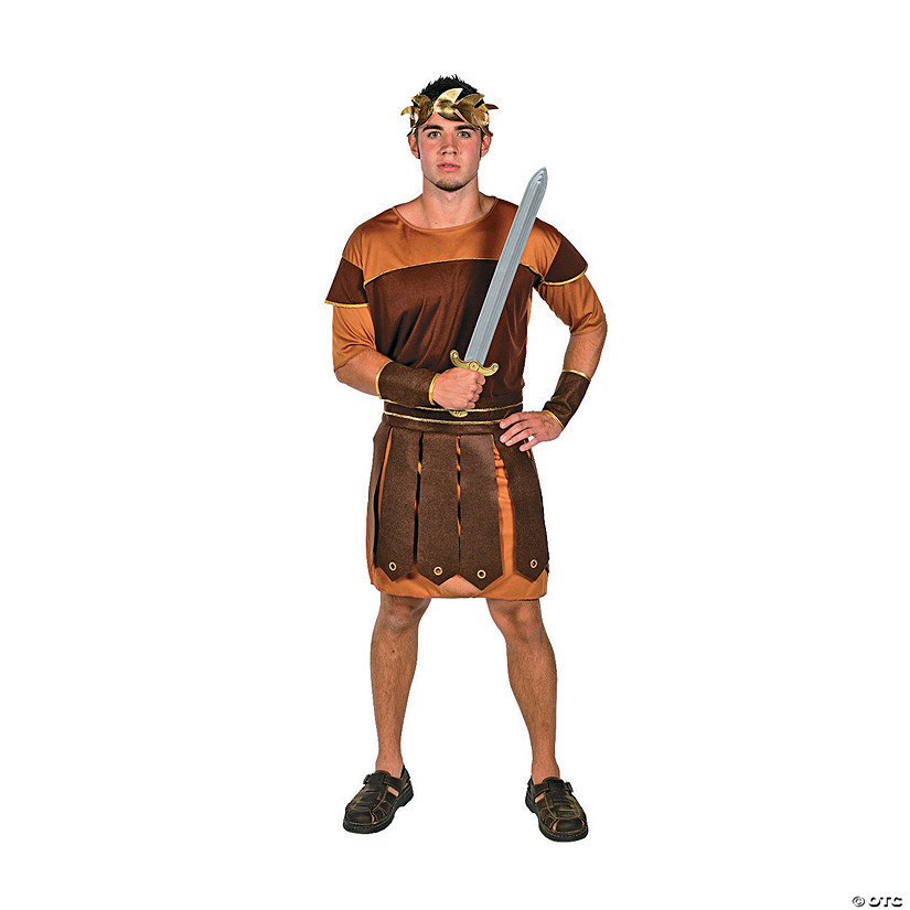 Adults Brown Roman Soldier Tunic and Skirt with Cuffs Costume Image