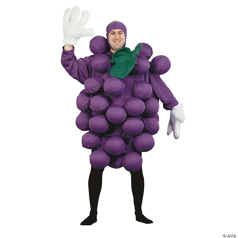 Adults Bunch of Grapes Purple Polyester Bodysuit Costume - Standard Image