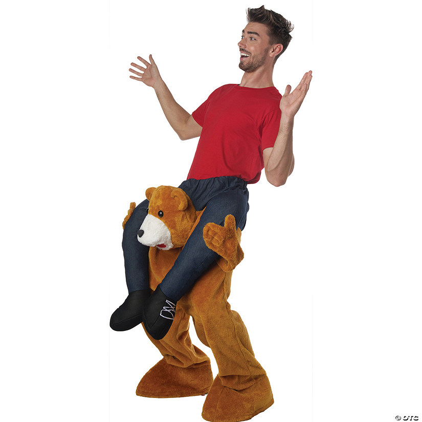 Adults Carry Me Brown Stuffed Bear Costume Image