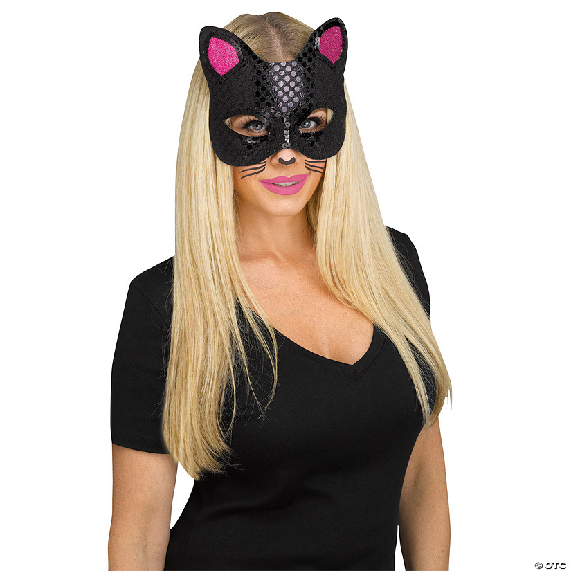 Adults Cat Masks with Tattoos Black Cat Image