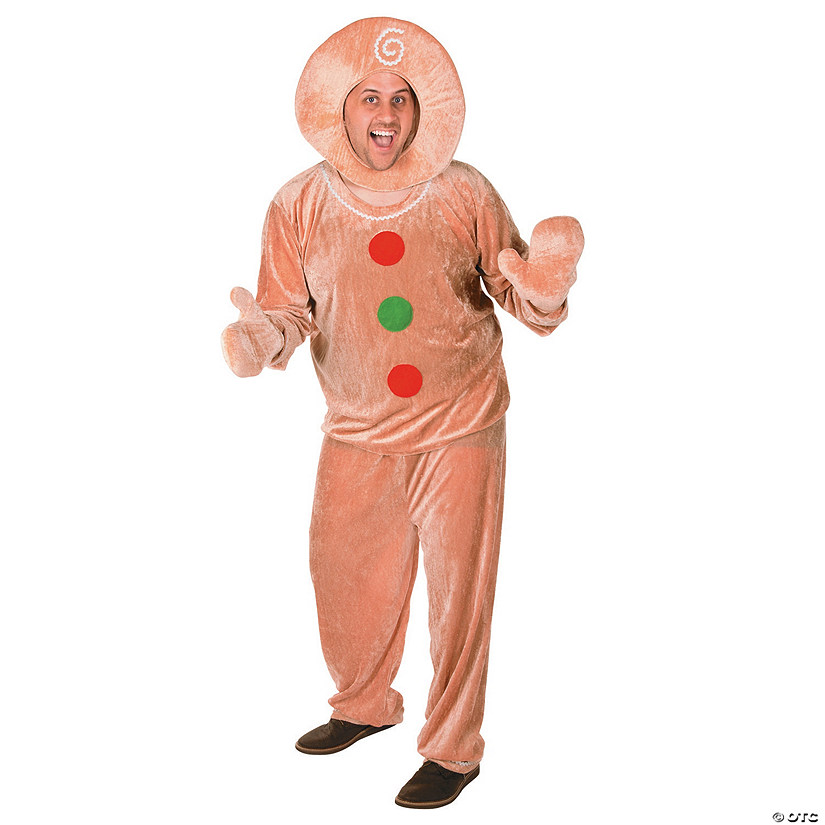 Adults Classic Gingerbread Man Velour Holiday Costume - Extra Large Image