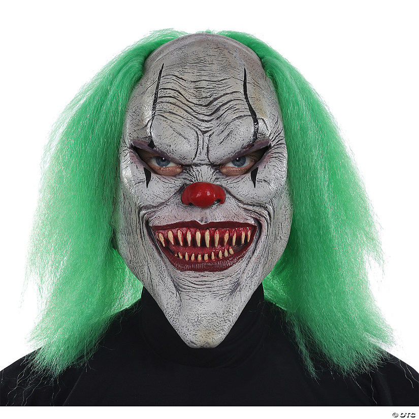 Adults Evil Clown Mask with Green Hair Image
