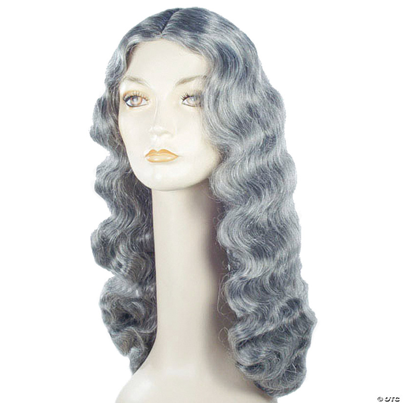 Adults Gray Long Wavy Grandma Wig Image